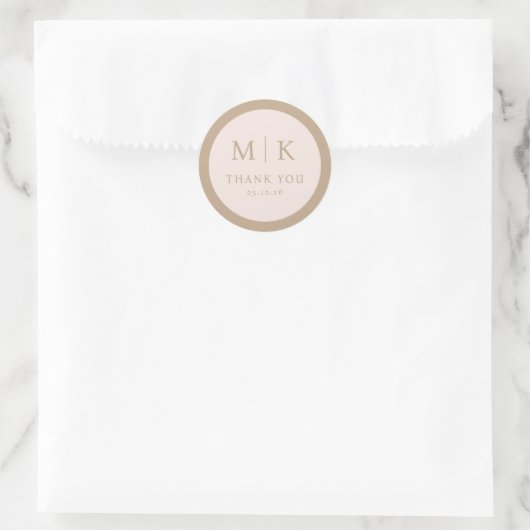 Elegant Beige Minimalist Thank You Sticker (Tasche)