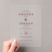 Elegant Beige Minimalist Wedding Invitation Acryleinladungen (Insitu (Handheld))