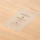Elegant Beige Minimalist Wedding Invitation Acryleinladungen (Ablage )
