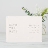 Elegant Beige Minimalistisch Save the Date (Stehend Vorderseite)