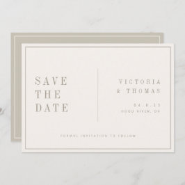 Elegant Beige Minimalistisch Save the Date