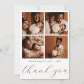 Elegant Beige Modern 4 Photo Collage Baby Shower Dankeskarte (Vorderseite)