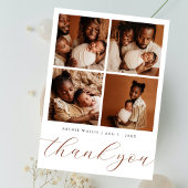Elegant Beige Modern 4 Photo Collage Baby Shower Dankeskarte