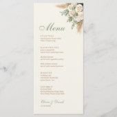 Elegant Beige Pampas Grass Wedding Menu Card Menükarte (Vorderseite)