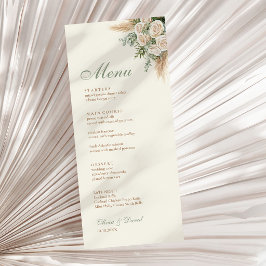 Elegant Beige Pampas Grass Wedding Menu Card Menükarte