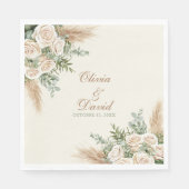 Elegant Beige Pampas Grass Wedding Napkins Serviette (Vorderseite)