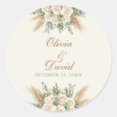 Elegant Beige Pampas Grass Wedding Sticker (Vorderseite)