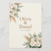 Elegant Beige Pampas & Rose Wedding Program Programm (Vorderseite)