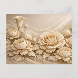 Elegant Beige Paper Flower Bouquet Postkarte
