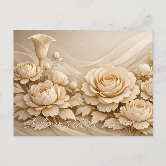 Elegant Beige Paper Flower Bouquet Postkarte (Vorderseite)