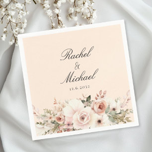 Elegant, beige Pfirsich, Pastellfarben, Blume Serviette