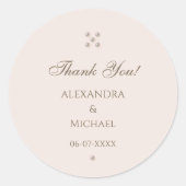 Elegant Beige Pink Pearl Wedding Vielen Dank Runder Aufkleber (Vorderseite)