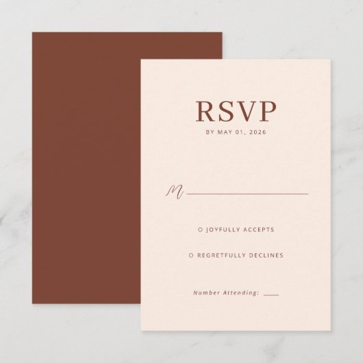 Elegant Beige RSVP Card (Vorne/Hinten)