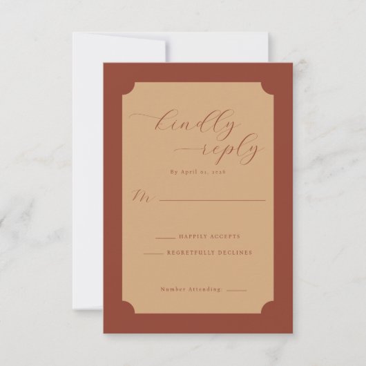 Elegant Beige RSVP Card Karte (Vorderseite)