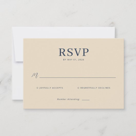 Elegant Beige RSVP Card Karte (Vorderseite)