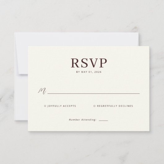 Elegant Beige RSVP Card Karte (Vorderseite)