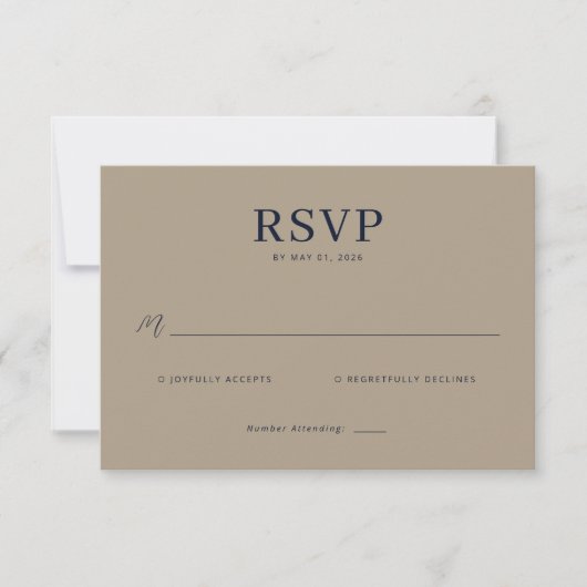Elegant Beige RSVP Card Karte (Vorderseite)