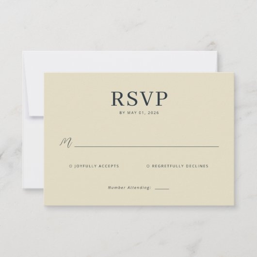 Elegant Beige RSVP Card Karte (Vorderseite)