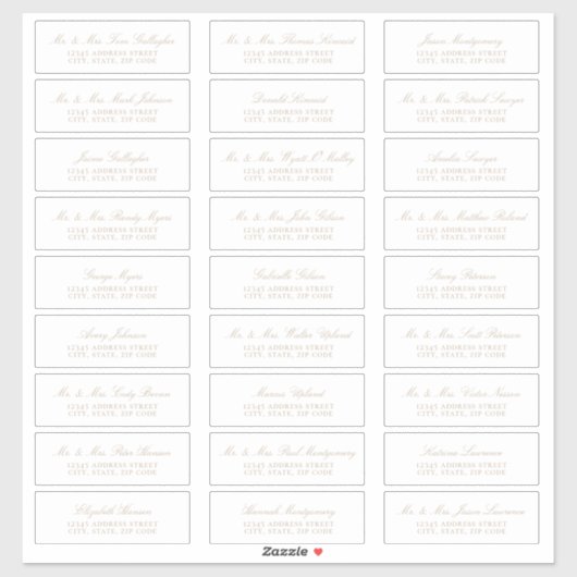 Elegant Beige Script Guest Address Labels (Blatt)