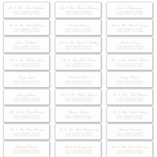 Elegant Beige Script Guest Address Labels (Vorderseite)