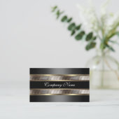 Elegant Beige Silver Chrome Metal Black Visitenkarte (Stehend Vorderseite)