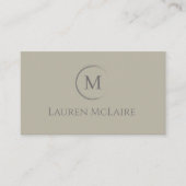 Elegant Beige Taupe Circle Monogram Business Card Visitenkarte (Vorderseite)
