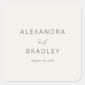 Elegant Beige Typographic Quadratischer Aufkleber (Vorderseite)