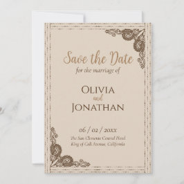 Elegant Beige verziert Wedding Save the Date Einladung