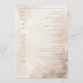 Elegant Beige Watercolor Ceremony Schedule Programm (Rückseite)