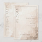 Elegant Beige Watercolor Ceremony Schedule Programm (Vorne/Hinten)
