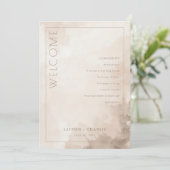 Elegant Beige Watercolor Ceremony Schedule Programm (Stehend Vorderseite)