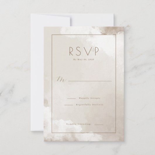 Elegant Beige Watercolor RSVP (Vorderseite)