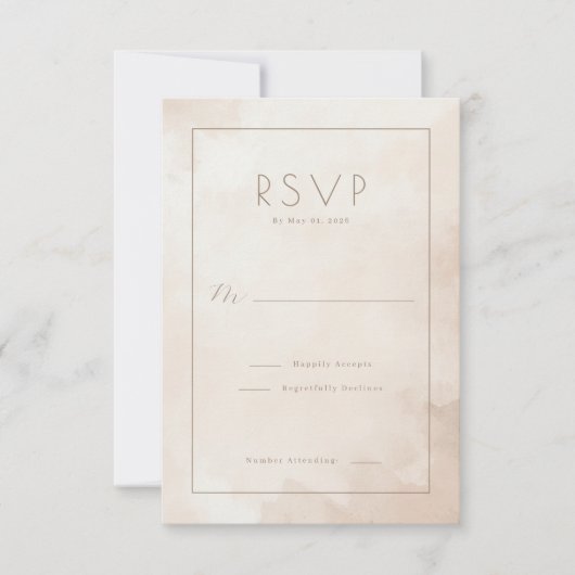Elegant Beige Watercolor RSVP Karte (Vorderseite)
