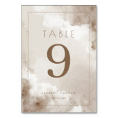 Elegant Beige Watercolor Table Number Tischnummer (Rückseite)