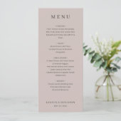Elegant Beige Wedding Menu Menükarte (Stehend Vorderseite)