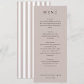 Elegant Beige Wedding Menu Menükarte (Vorne/Hinten)