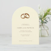 Elegant Beige Wedding Rings Einladung (Stehend Vorderseite)