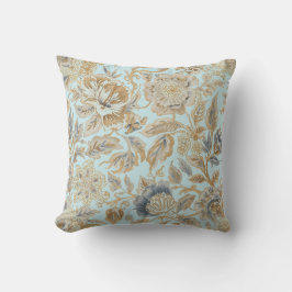 Elegant,Beigie Gold Soft Blue Flowers Pattern Kissen