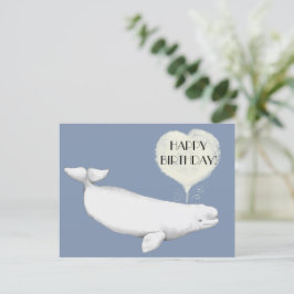 Elegant Beluga Whale Illustration Happy Birthday Postkarte