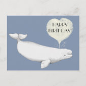 Elegant Beluga Whale Illustration Happy Birthday Postkarte (Vorderseite)