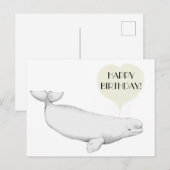 Elegant Beluga Whale Illustration Happy Birthday Postkarte (Vorne/Hinten)