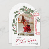 Elegant Berries Arch Photo Christmas Holiday Card Einladung (Vorne/Hinten)