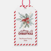 Elegant Berry and Greenery, Red Merry Christmas Geschenkanhänger (Rückseite)