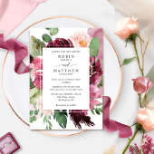 Elegant Berry, Burgund Pink Floral Wedding Einladung