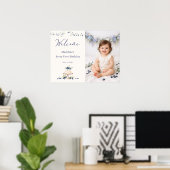 Elegant Berry First Birthday Photo Welcome Poster (Heimbüro)
