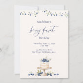 Elegant Berry First Blueberry Birthday Cake Einladung (Vorderseite)