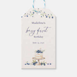 Elegant Berry First Blueberry Birthday Cake Geschenkanhänger
