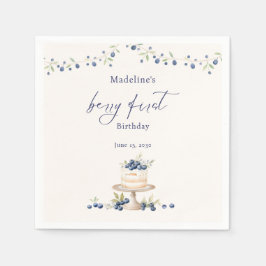 Elegant Berry First Blueberry Birthday Party Serviette