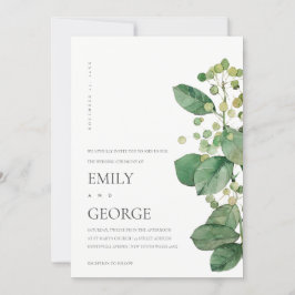 ELEGANT BERRY LEAF FOLIAGE GREENERY WEDERY INVITE DANKESKARTE