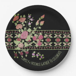 Elegant Berry Shade Floral Pappteller